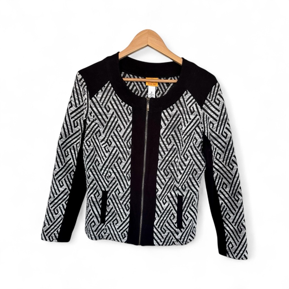 Ruby Rd. Black And White Geometric Blazer - image 4